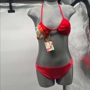 OP Women's Red and Multicolor Bikini Set